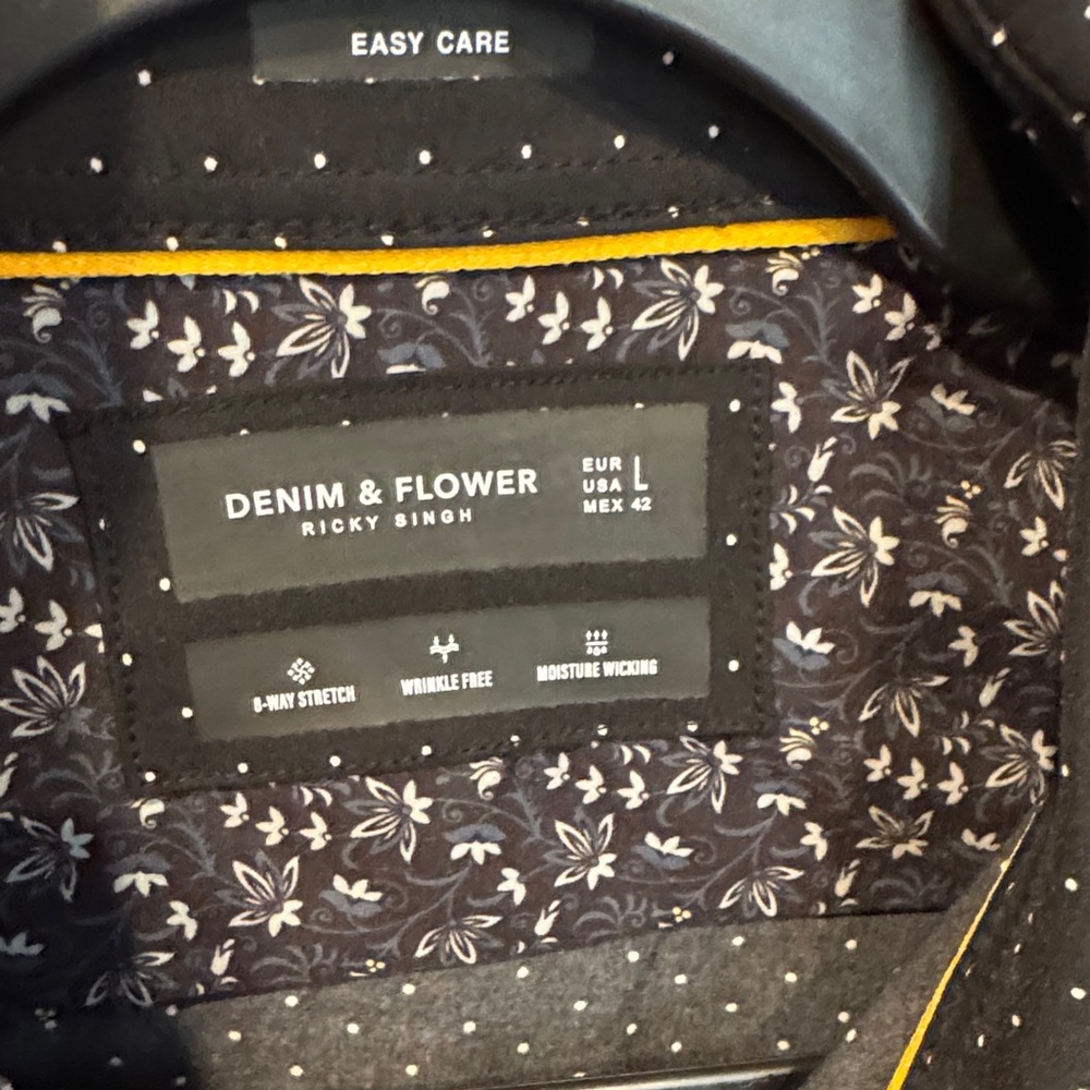 Denim & Flower- NWT  Black Polka Dot Button Down Shirt Size Large - Picture 5 of 15
